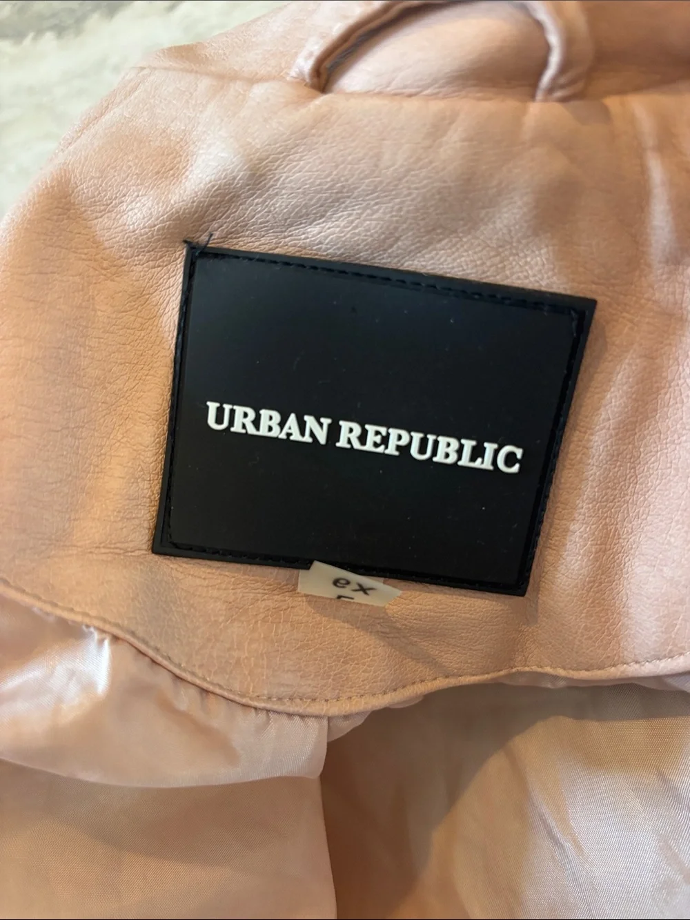 Urban Republic Girls' Tan Ruffle-Hem Faux Leather Jacket